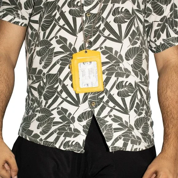 Premium Genuine Leather ID Lanyard Card Holder with Long Metal - Picture 10 of 11